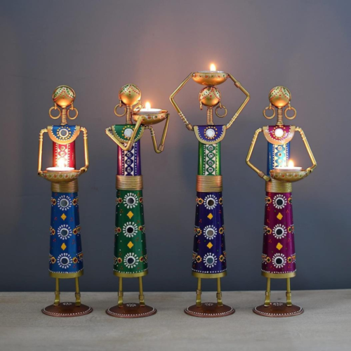 Metal Rajasthani T-Light Showpiece