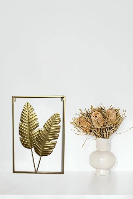 Gold Metal Wall Decor Set of 2 Leaf