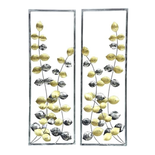 3 Metal Wall Sculptures Gold Metal Leaf