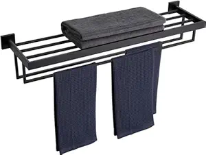 Towel Rack for Bathroom Organization Bathroom Accessories and Style Wall Mount Shelf Organizer with Space-Saving, Durable (18 Inches-Black)