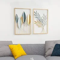 Golden Metal Wall decor (Set Of 2 leaves Frame)