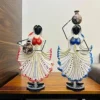 Metal Rajasthani Multicolor Matka Doll Lady Decorative Musician Showpiece, Table Decorative Items for Home,