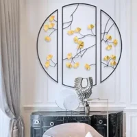 Metal Set of 3 Wall Art Multi-Color Flowers