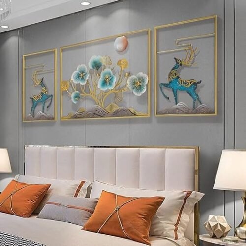 Metal Modern Ginkgo Leaf Deer Wall