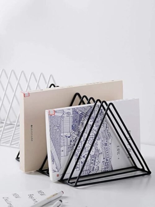 Triangle Iron Desktop Storage Book Rack