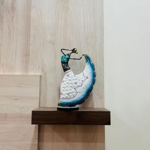 Metal Musician Lady Decorative White Theme Showpiece Table Decor