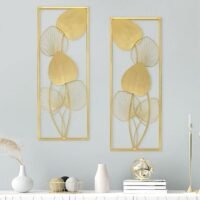 Modern Metal Wall Sculptures Gold Metal Leaf