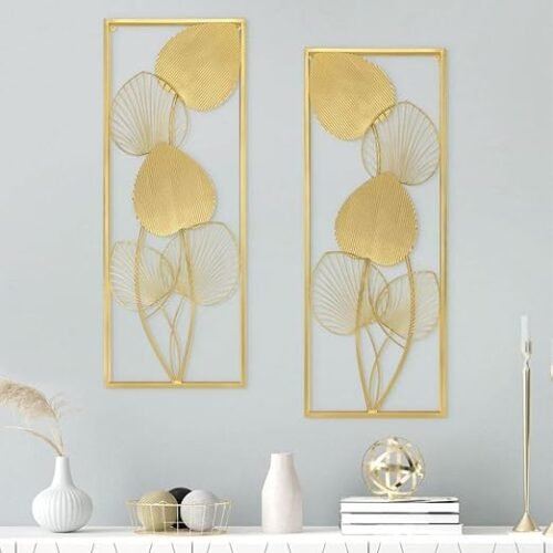 Modern Metal Wall Sculptures Gold Metal Leaf