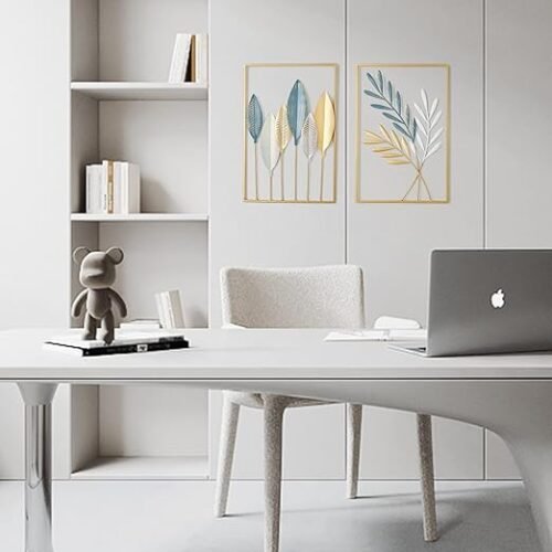 Golden Metal Wall decor (Set Of 2 leaves Frame)