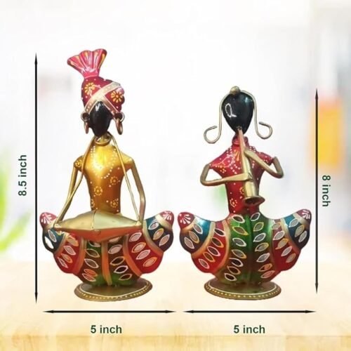 Metal Tabletop Musician Couple T-light Candle