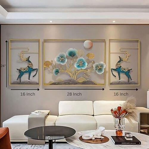 Metal Modern Ginkgo Leaf Deer Wall