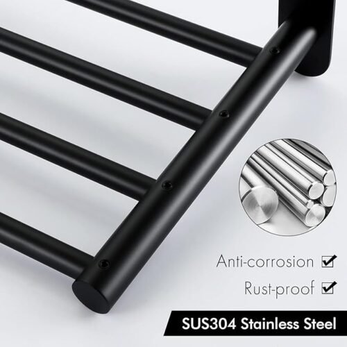 61Q66tSjnLL._SX679_ Towel Rack for Bathroom Organization Bathroom Accessories and Style Wall Mount Shelf Organizer with Space-Saving, Durable (24 Inch Matte Black)