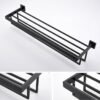 Towel Rack for Bathroom Organization Bathroom Accessories and Style Wall Mount Shelf Organizer with Space-Saving, Durable (18 Inches-Black)