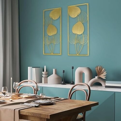 Modern Metal Wall Sculptures Gold Metal Leaf