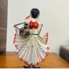 Metal Rajasthani Multicolor Matka Doll Lady Decorative Musician Showpiece, Table Decorative Items for Home,