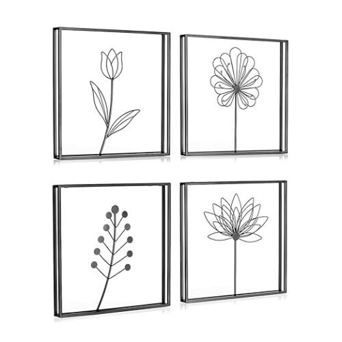 61twCai9xmL._SX522_ Metal Flower Wall Decor Black Leaf Frame