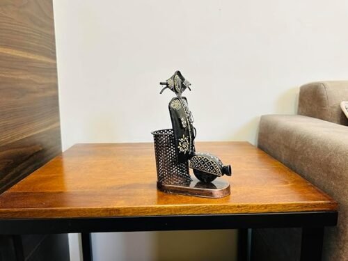 Metal Pen Holder for Table Stylish Iron Bullet Shape Pen Stand Black, Mobile and Visiting Card Holder for Office Desk and Study Table