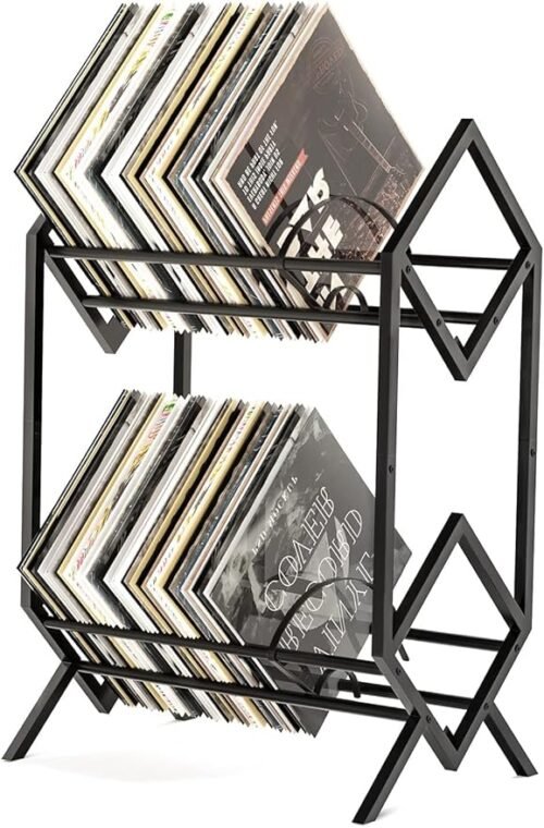 710B9mo539L._SY879_ Framing Hub Black File Organizer Iron 2 Tier Desktop Storage Book Rack Bookshelf Magazine Newspaper Holder Art Desktop Organizer Rac