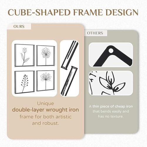 7176D0rPNvL._SX522_ Metal Flower Wall Decor Black Leaf Frame