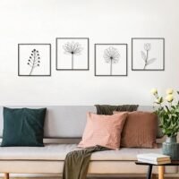 Metal Flower Wall Decor Black Leaf Frame