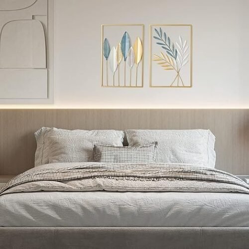 Golden Metal Wall decor (Set Of 2 leaves Frame)