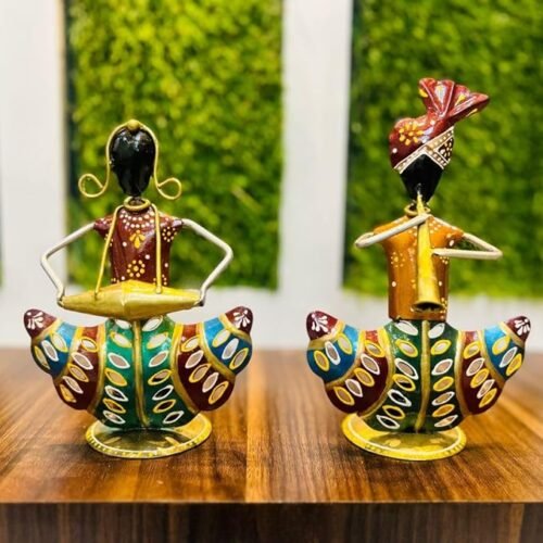 Metal Tabletop Musician Couple T-light Candle