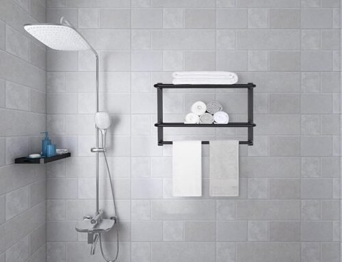 Towel Rack for Bathroom Organization Bathroom Accessories and Style Wall Mount Shelf Organizer with Space-Saving, Durable (Matte Black)