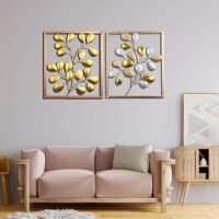 Iron Gold Leaf Set Of 2 Wall Hanging Decor