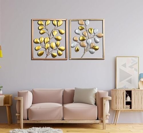 Iron Gold Leaf Set Of 2 Wall Hanging Decor