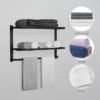 Towel Rack for Bathroom Organization Bathroom Accessories and Style Wall Mount Shelf Organizer with Space-Saving, Durable (Matte Black)
