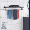 Towel Rack for Bathroom Organization Bathroom Accessories and Style Wall Mount Shelf Organizer with Space-Saving, Durable (18 Inches-Black)