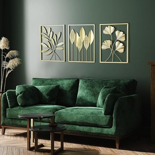 81-80ALzrYL._SX522_ Remenna Gold Metal Wall Art Decor Leaf