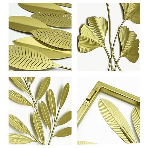 818uL84-zSL._SX522_ Remenna Gold Metal Wall Art Decor Leaf