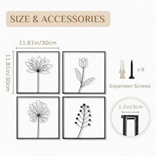 81B0VEHJEdL._SX522_ Metal Flower Wall Decor Black Leaf Frame