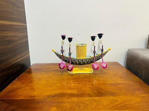 Metal Multipurpose Handpainted Iron Train Engine Decorative Showpiece Figurine Pen Stand Mobile Holder For Home Office Study Table Top Decor