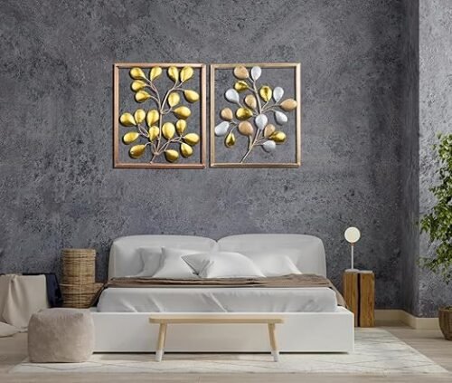 Iron Gold Leaf Set Of 2 Wall Hanging Decor