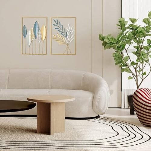 Golden Metal Wall decor (Set Of 2 leaves Frame)