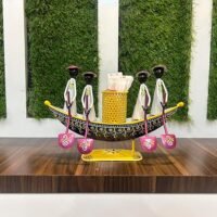 Metal Multipurpose Handpainted Iron Train Engine Decorative Showpiece Figurine Pen Stand Mobile Holder For Home Office Study Table Top Decor