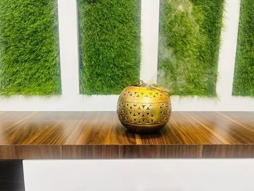 Metal Antique 5 Inch Degchi Lota Style Incense Dhoop Burner with Hanger Perfect for Home Décor Pooja Multi Use Dhoop Dani Stand & Tea Light Holder – Gold Finish