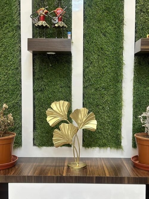 91xoeIK+BrL._SY879_ Metal Golden Leaf Showpiece for Table Top