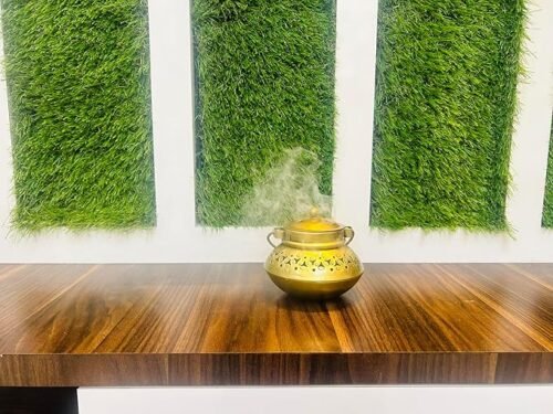 Metal Antique 4 Inch Degchi Style Incense Dhoop Burner with Hanger Perfect for Home Décor Pooja Multi Use Dhoop Dani Stand & Tea Light Holder – Gold Finish